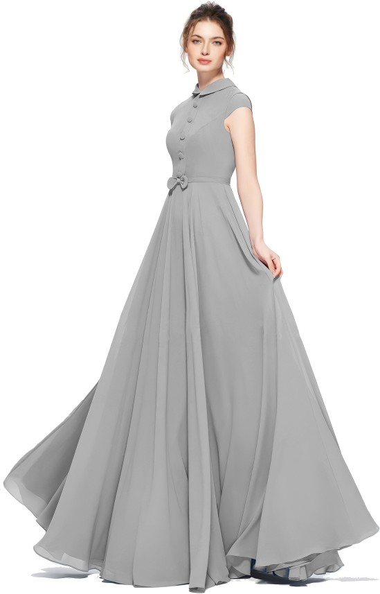 Veehaus Women Gown Grey Dress - Buy ...